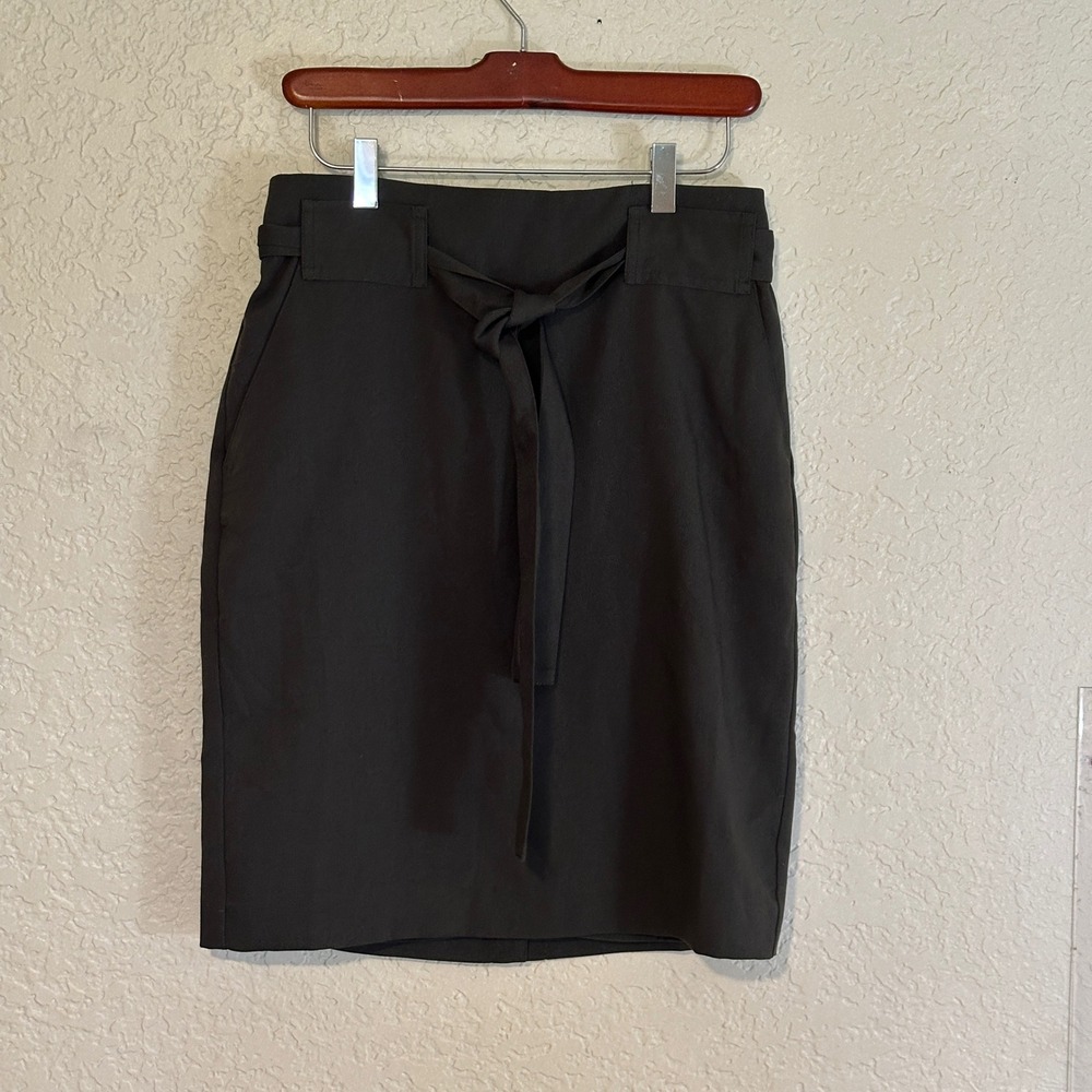 Banana Republic‎ 4Petite Olive Green Tie Waist Pencil Skirt Career Business - Picture 3 of 12